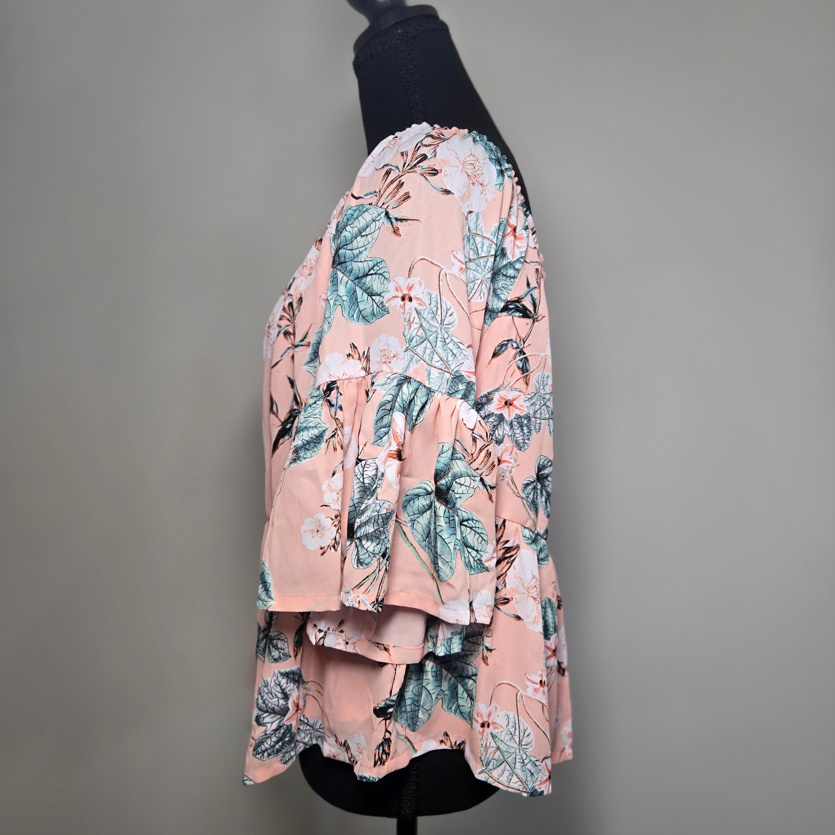 a.n.a Floral Peasant Blouse Pink Multicolor Size M NWT - Thumbnail 4