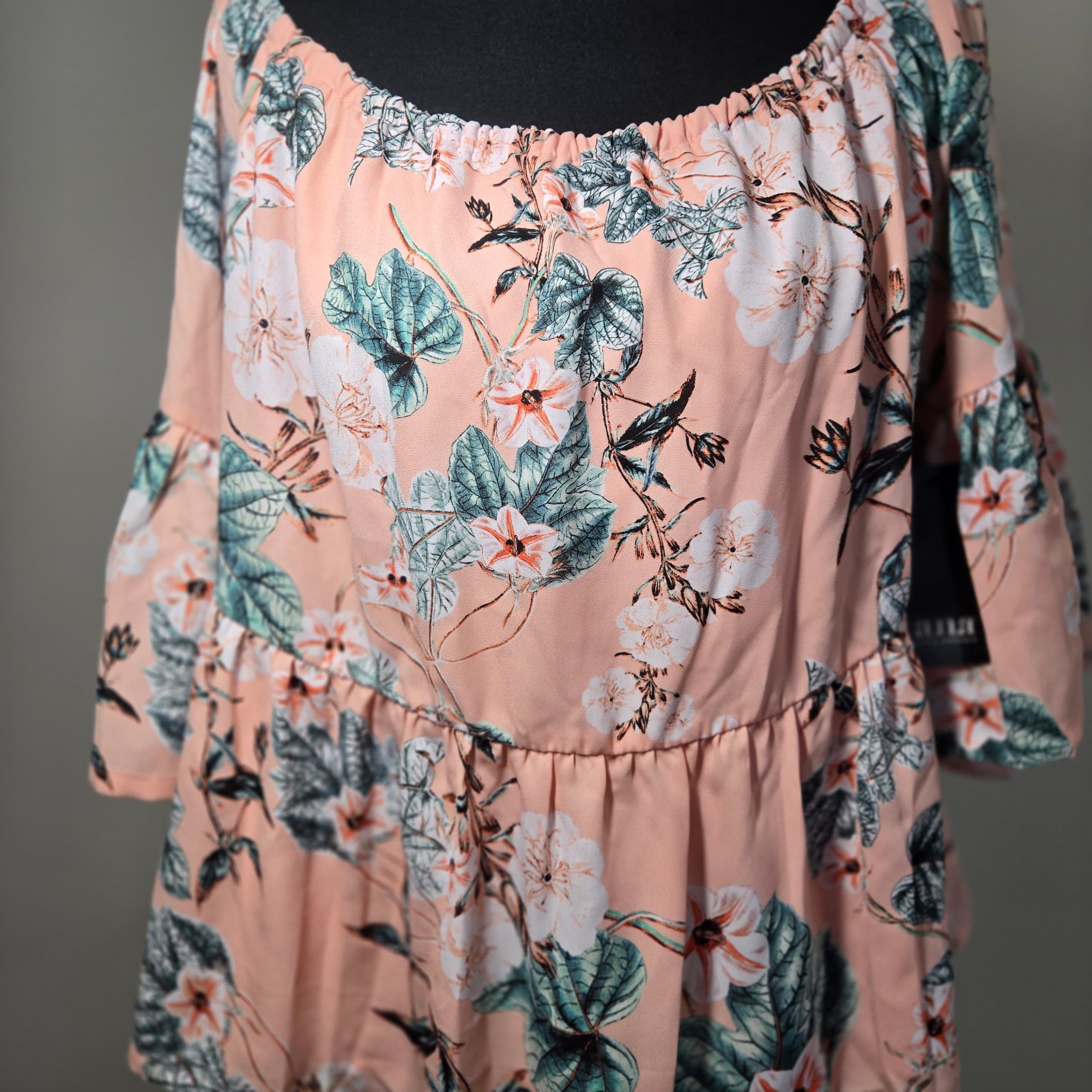 a.n.a Floral Peasant Blouse Pink Multicolor Size M NWT - Thumbnail 6