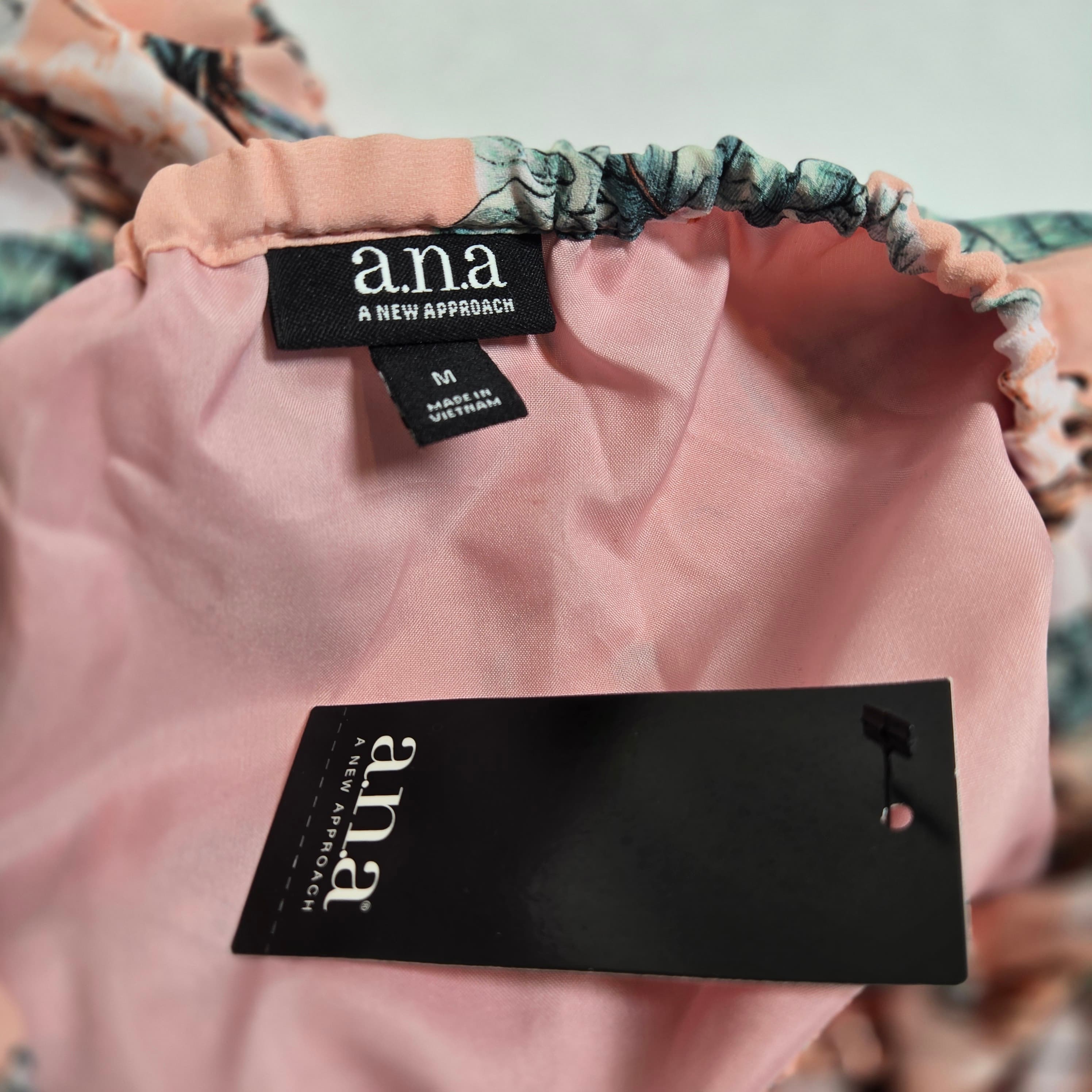 a.n.a Floral Peasant Blouse Pink Multicolor Size M NWT - Thumbnail 8