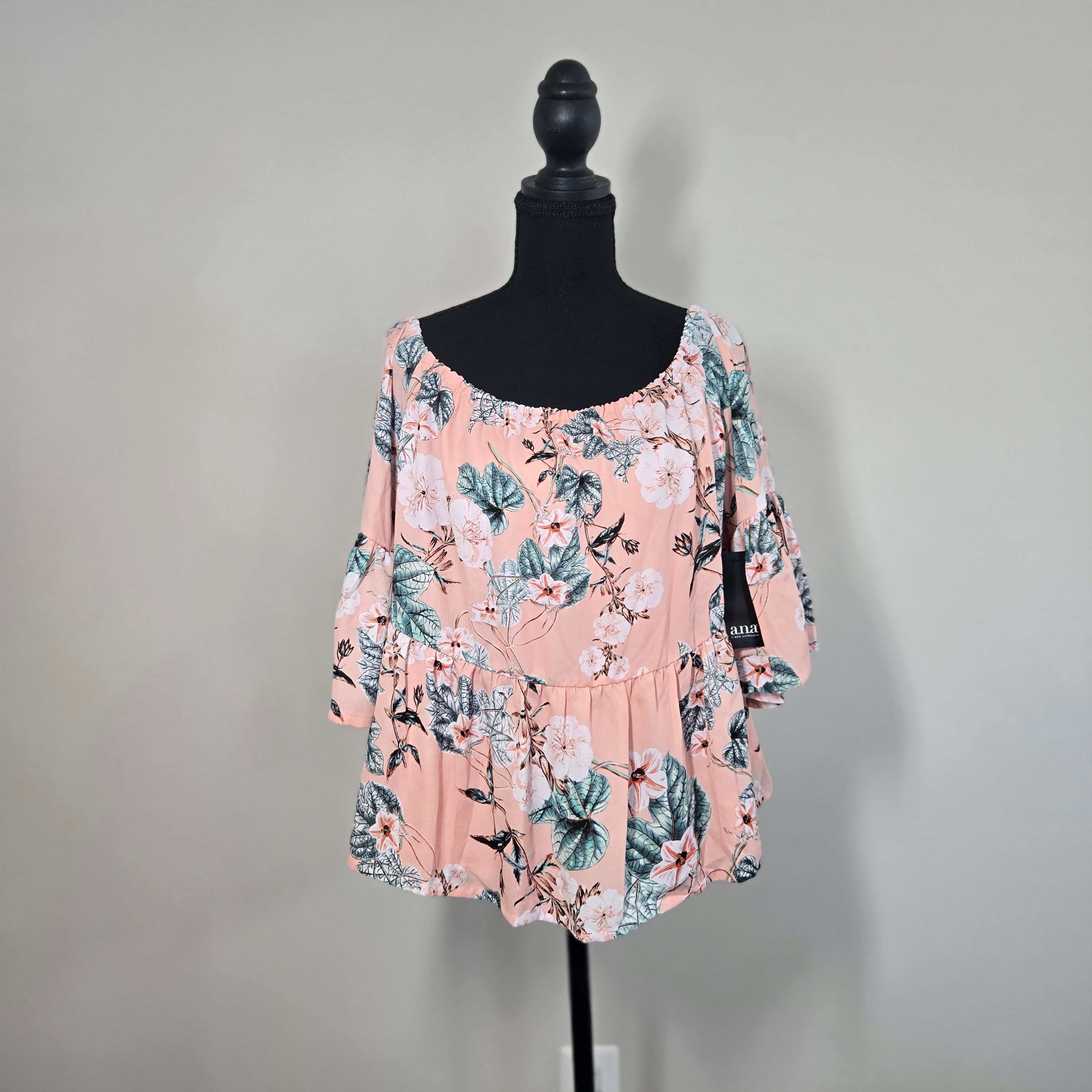 a.n.a Floral Peasant Blouse Pink Multicolor Size M NWT