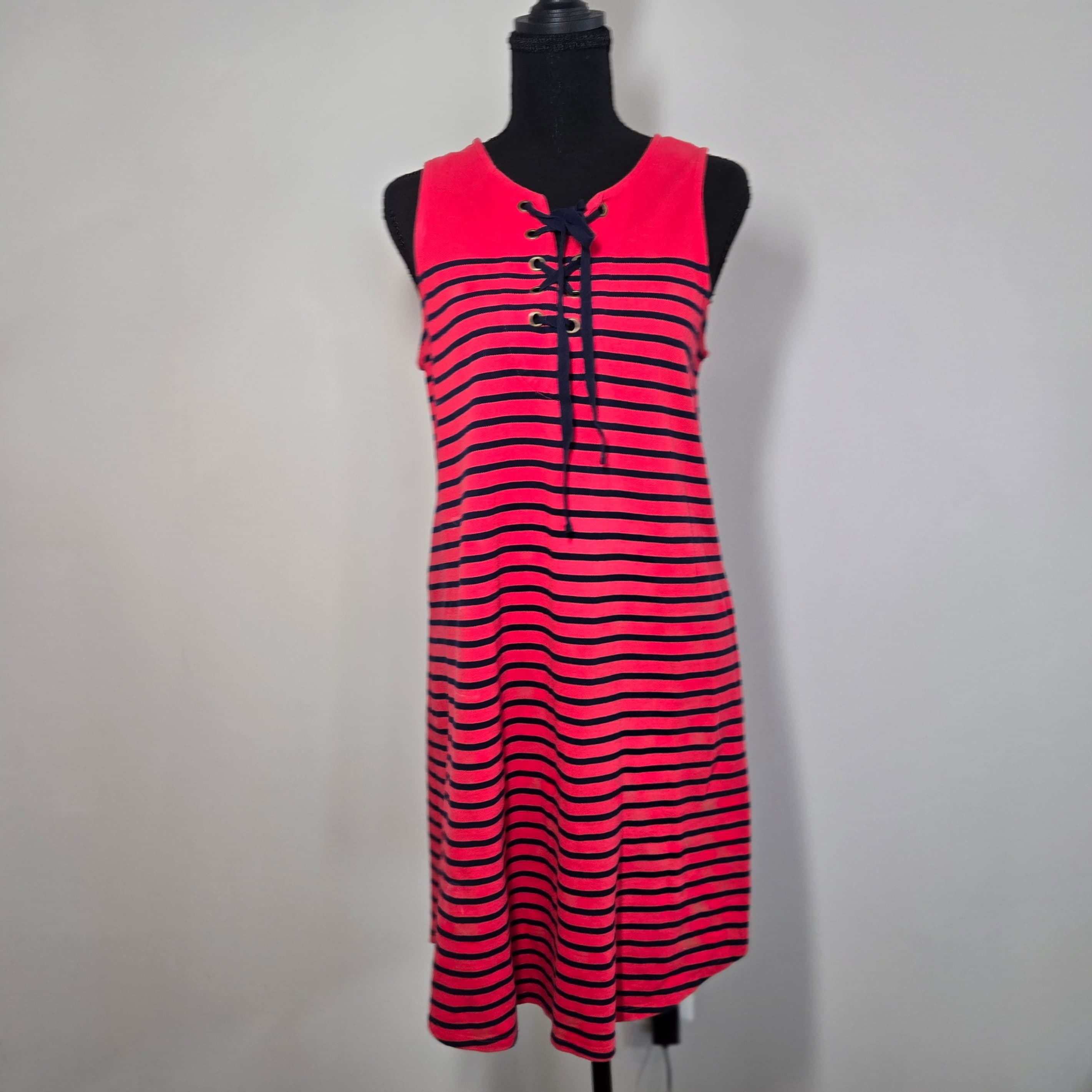 Talbots Striped Lace-Up Dress Size S