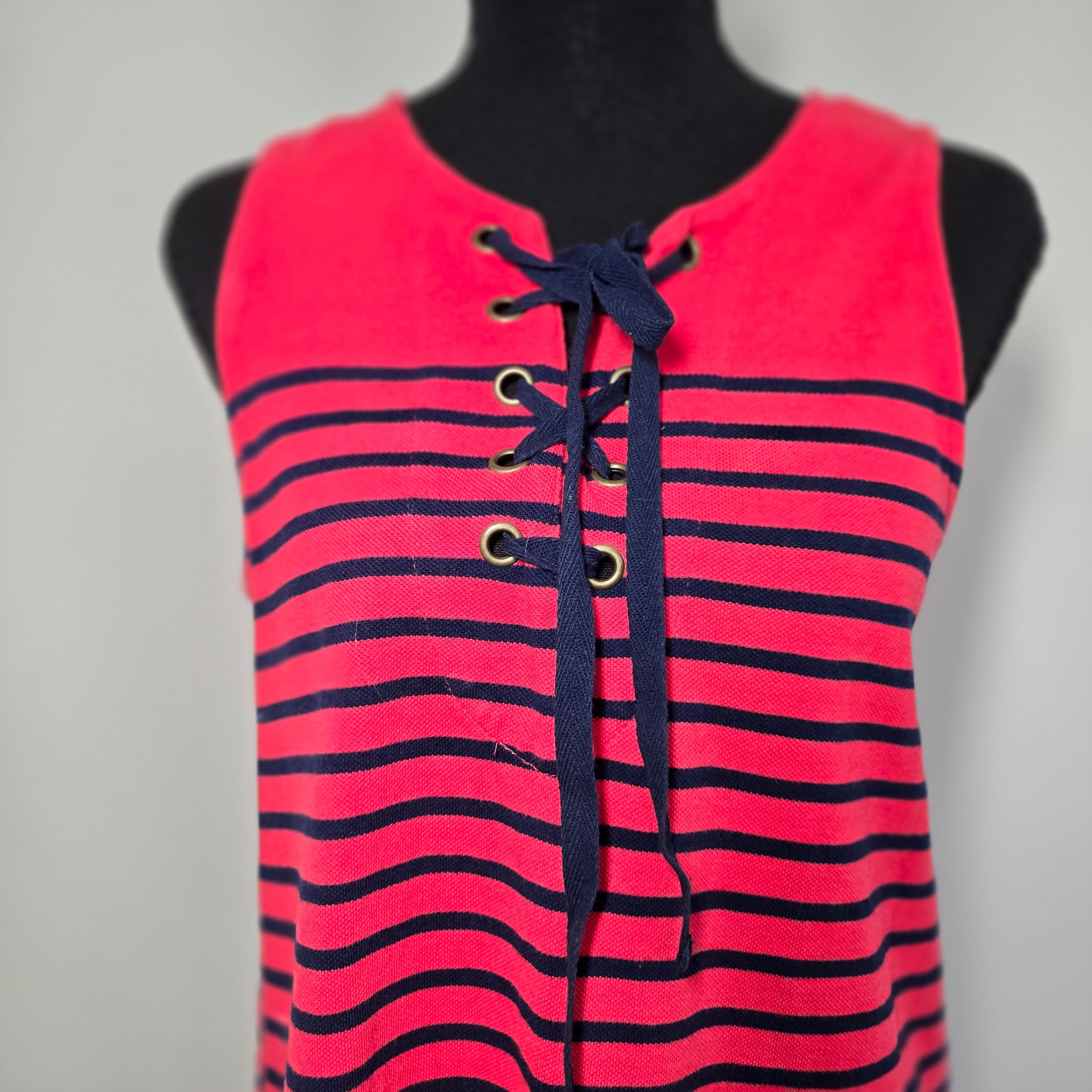 Talbots Striped Lace-Up Dress Size S - Thumbnail 3