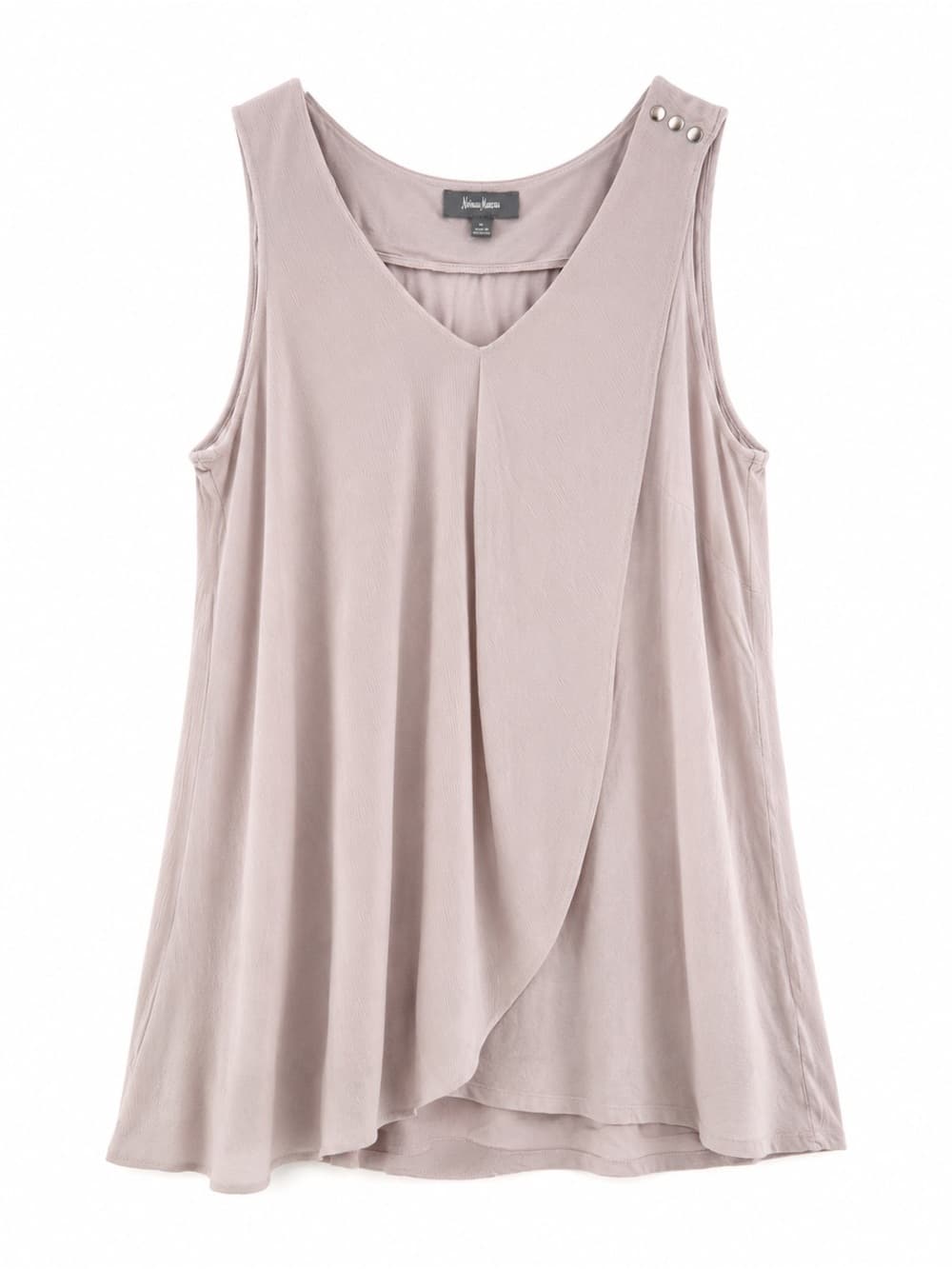 Neiman Marcus Taupe Gray V-Neck Sleeveless Tank Top M Pleated Front Minimalist - Thumbnail 11