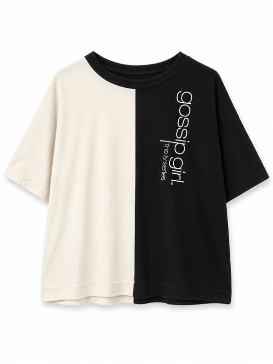 Gossip Girl Black White Colorblock Graphic Tee XL Oversized - Thumbnail 8