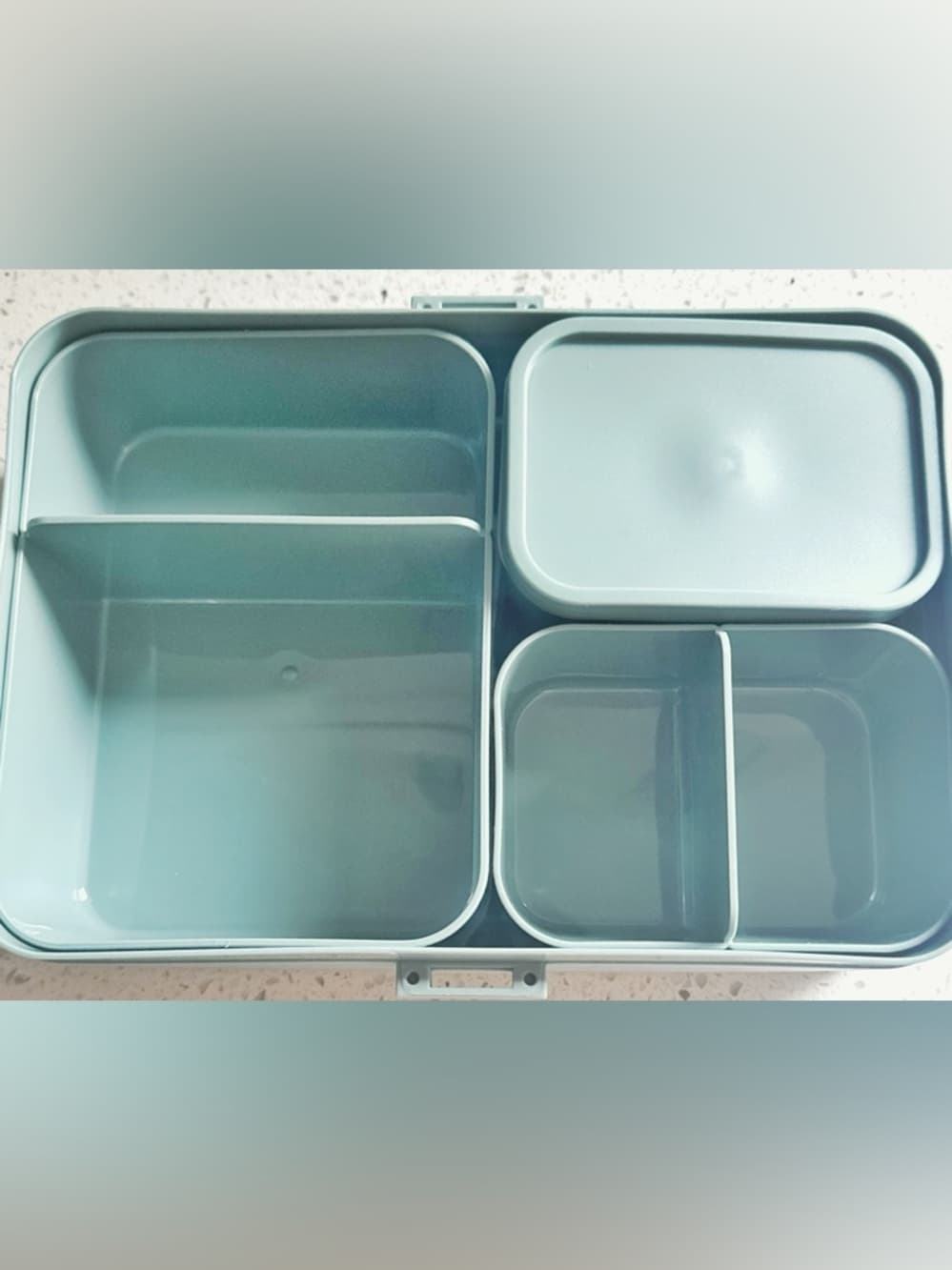 Blue Multi Compartment Bento Lunch Box Snack Container Portable Meal Prep - Thumbnail 2