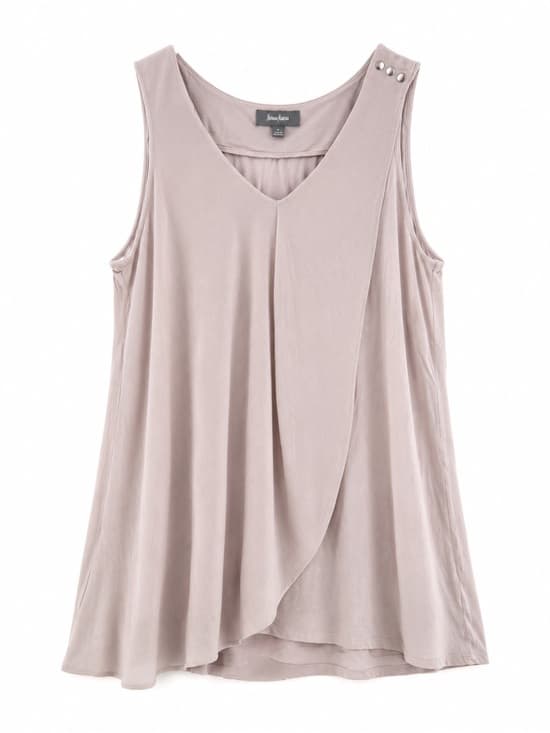 Neiman Marcus Taupe Gray V-Neck Sleeveless Tank Top M Pleated Front Minimalist - Thumbnail 12
