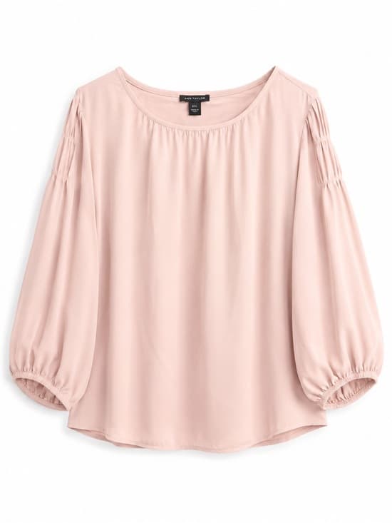 Ann Taylor Women's Blush Pink Puff Sleeve Relaxed Fit Top Size XXL - Thumbnail 9