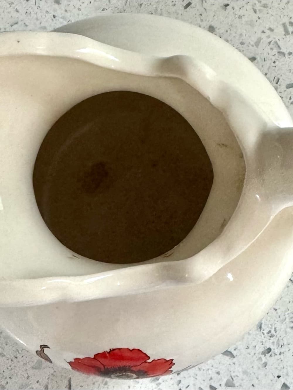 Vintage Poppy Floral Ceramic Pitcher Vase 6 Inch Home Decor - Thumbnail 3