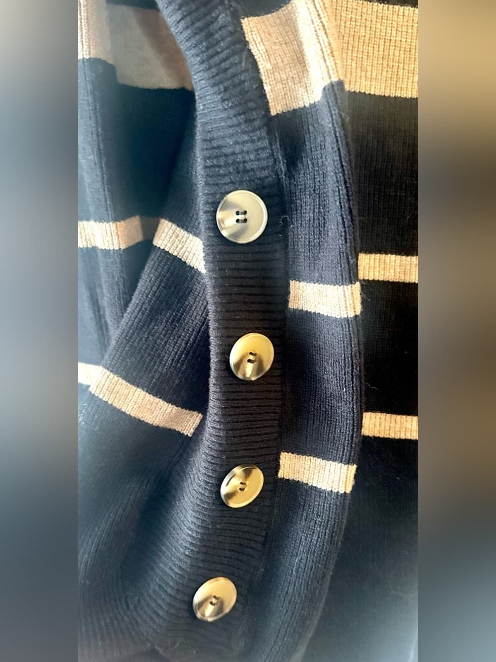 Kathy Ireland Tan Black Striped Knit Sweater 1X Plus Long Sleeve - Thumbnail 4