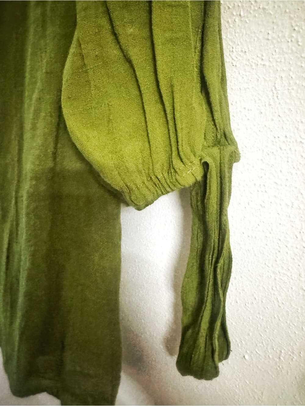 C EST. 1946 Women's Olive Green Peasant Blouse Tie Sleeve Size Large - Thumbnail 3