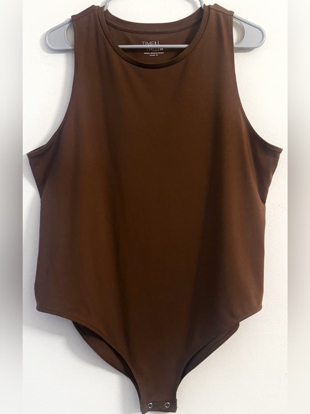 Time and Tru Brown Sleeveless Bodysuit 22/XXL Plus Size Stretch Snap