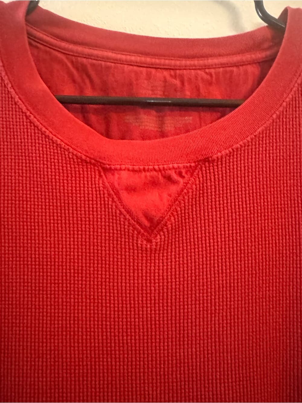 Red Textured Thermal Waffle Knit Crew Neck Tee 4XB Big & Tall Pullover - Thumbnail 3