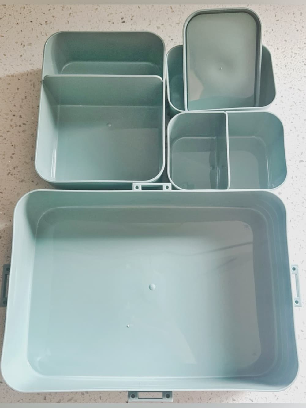 Blue Multi Compartment Bento Lunch Box Snack Container Portable Meal Prep - Thumbnail 3
