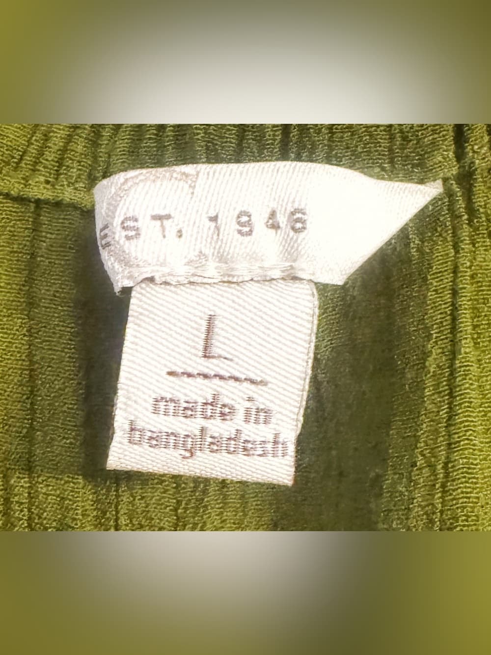 C EST. 1946 Women's Olive Green Peasant Blouse Tie Sleeve Size Large - Thumbnail 4
