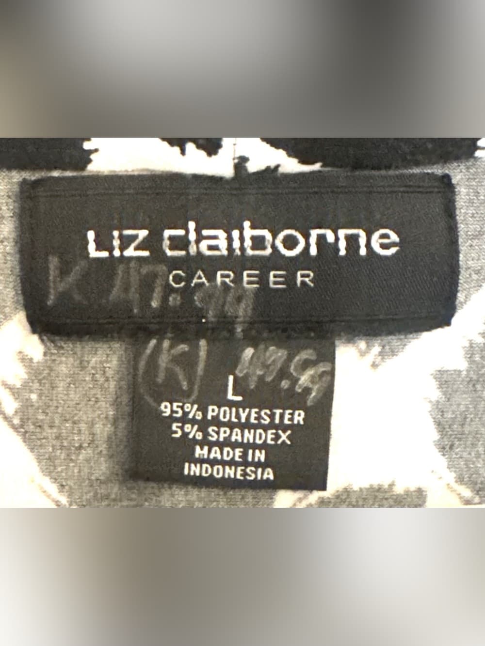 Liz Claiborne Women's Black White Geometric Print Sleeveless Career Blouse Large - Thumbnail 4