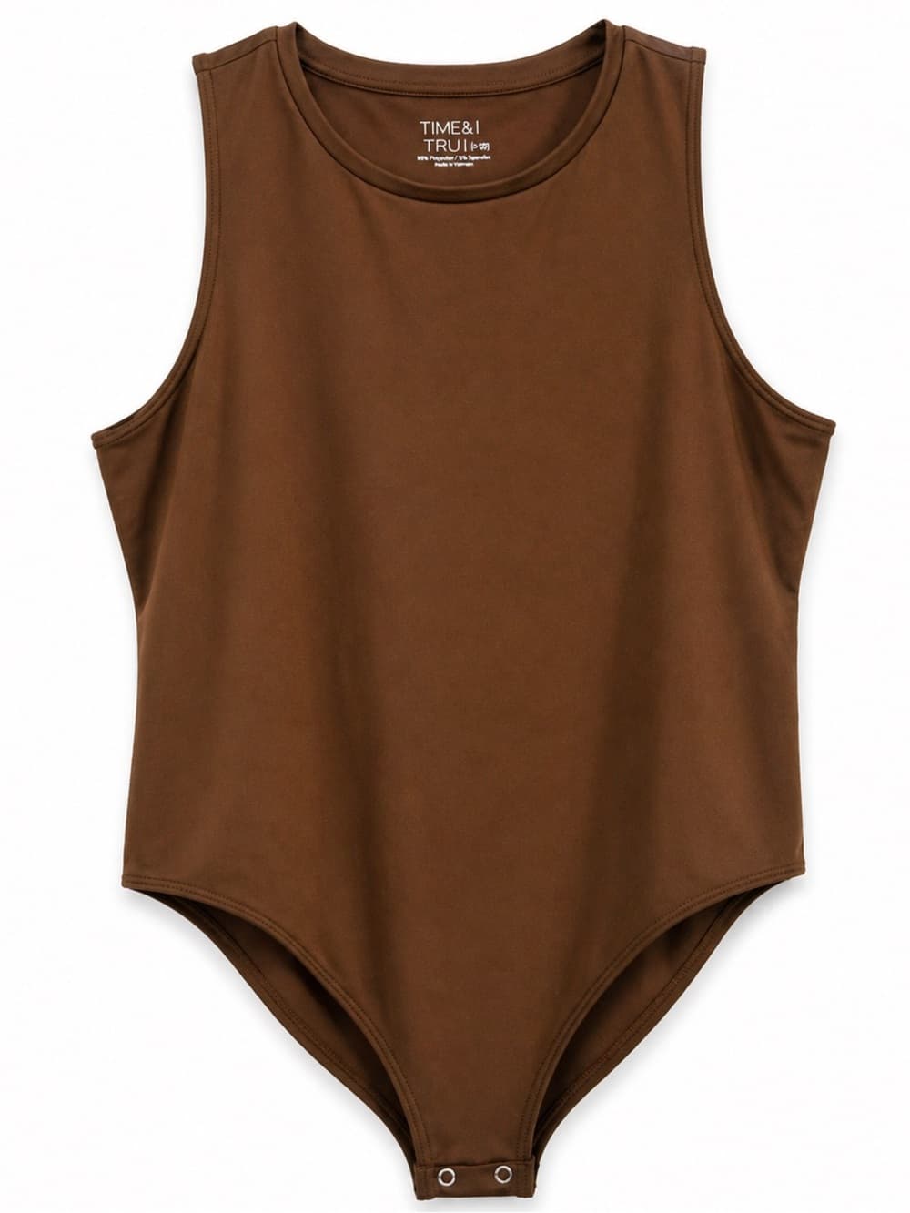Time and Tru Brown Sleeveless Bodysuit 22/XXL Plus Size Stretch Snap - Thumbnail 5