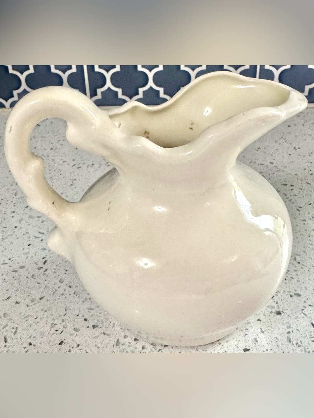 Vintage Poppy Floral Ceramic Pitcher Vase 6 Inch Home Decor - Thumbnail 4