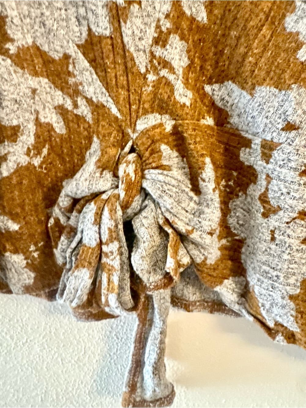 Simply Vera Vera Wang Women's Brown Floral Tie Hem Knit Top Size XXL - Thumbnail 3