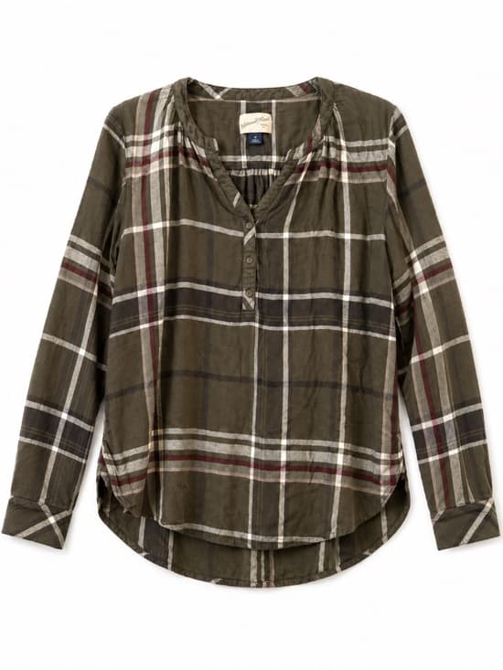 Universal Thread Olive Green Plaid Long Sleeve Button Down Shirt M 100% Cotton - Thumbnail 9