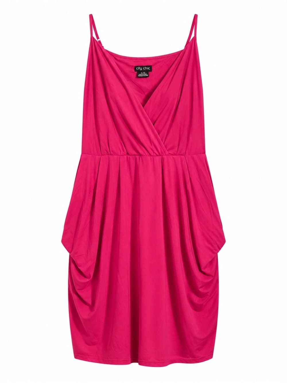 City Chic Fuchsia Pink Faux Wrap V-Neck Dress XL 22 Plus Size Flowy - Thumbnail 8