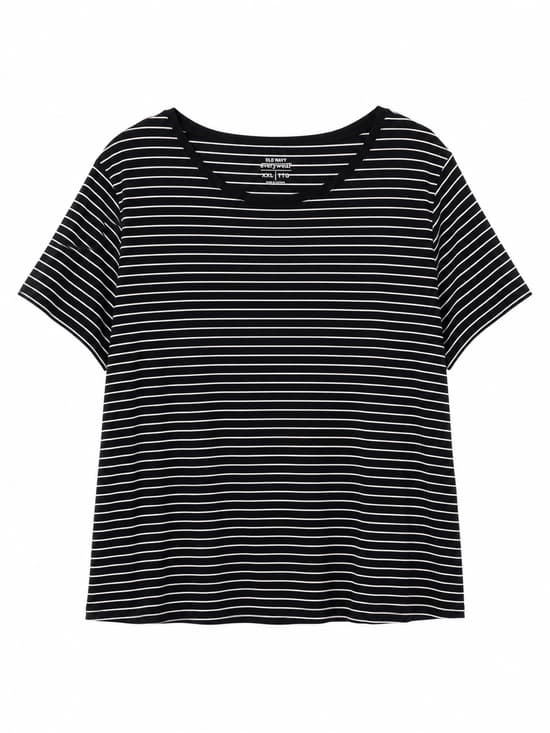 Old Navy Everywear Black White Striped Short Sleeve Tee XXL Cotton Casual - Thumbnail 8