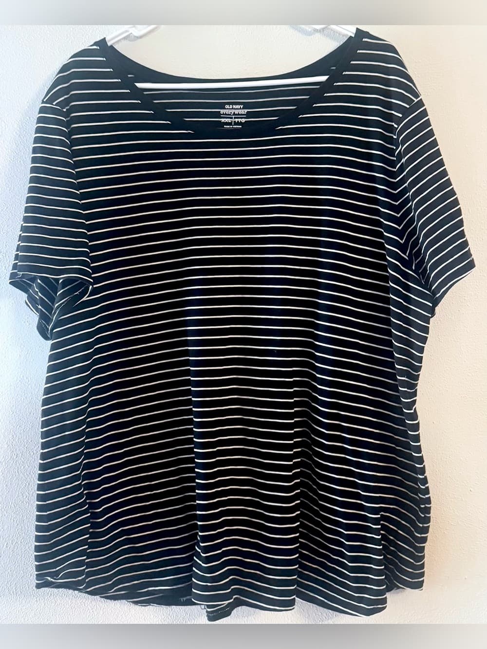 Old Navy Everywear Black White Striped Short Sleeve Tee XXL Cotton Casual