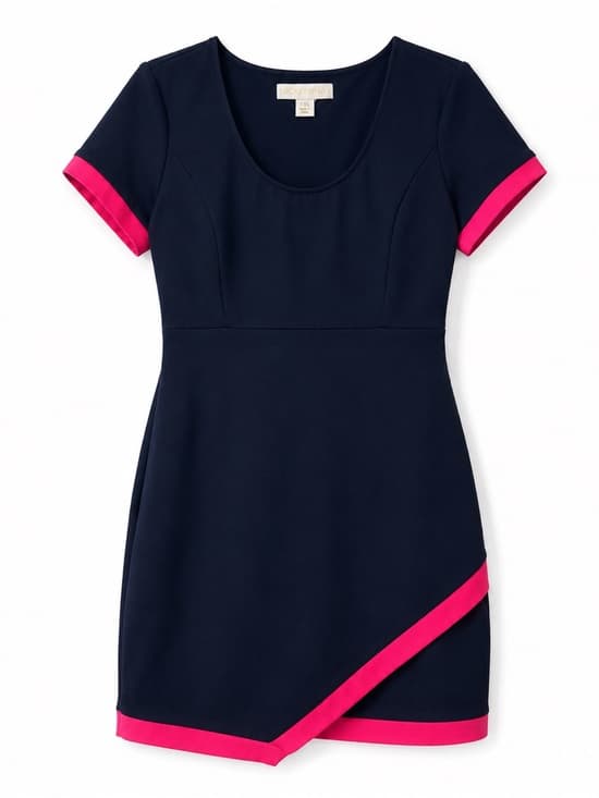 Nicki Minaj Women's Navy Blue Hot Pink Trim Short Sleeve Dress Plus Size XXL - Thumbnail 9