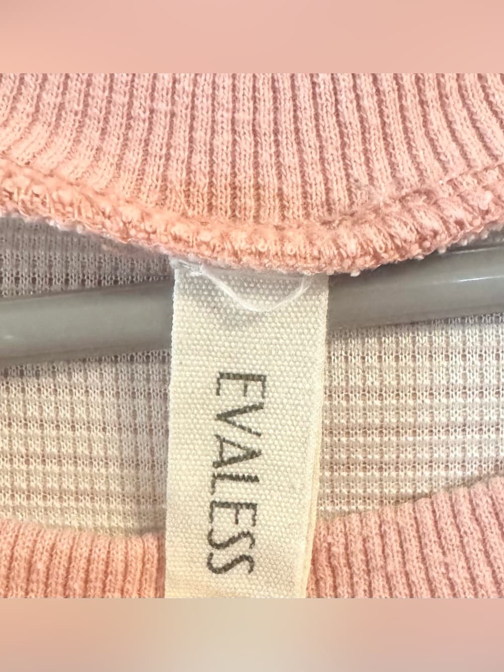 Evaless Pink White Striped Short Sleeve Knit Top XL Ribbed Trim Casual - Thumbnail 3