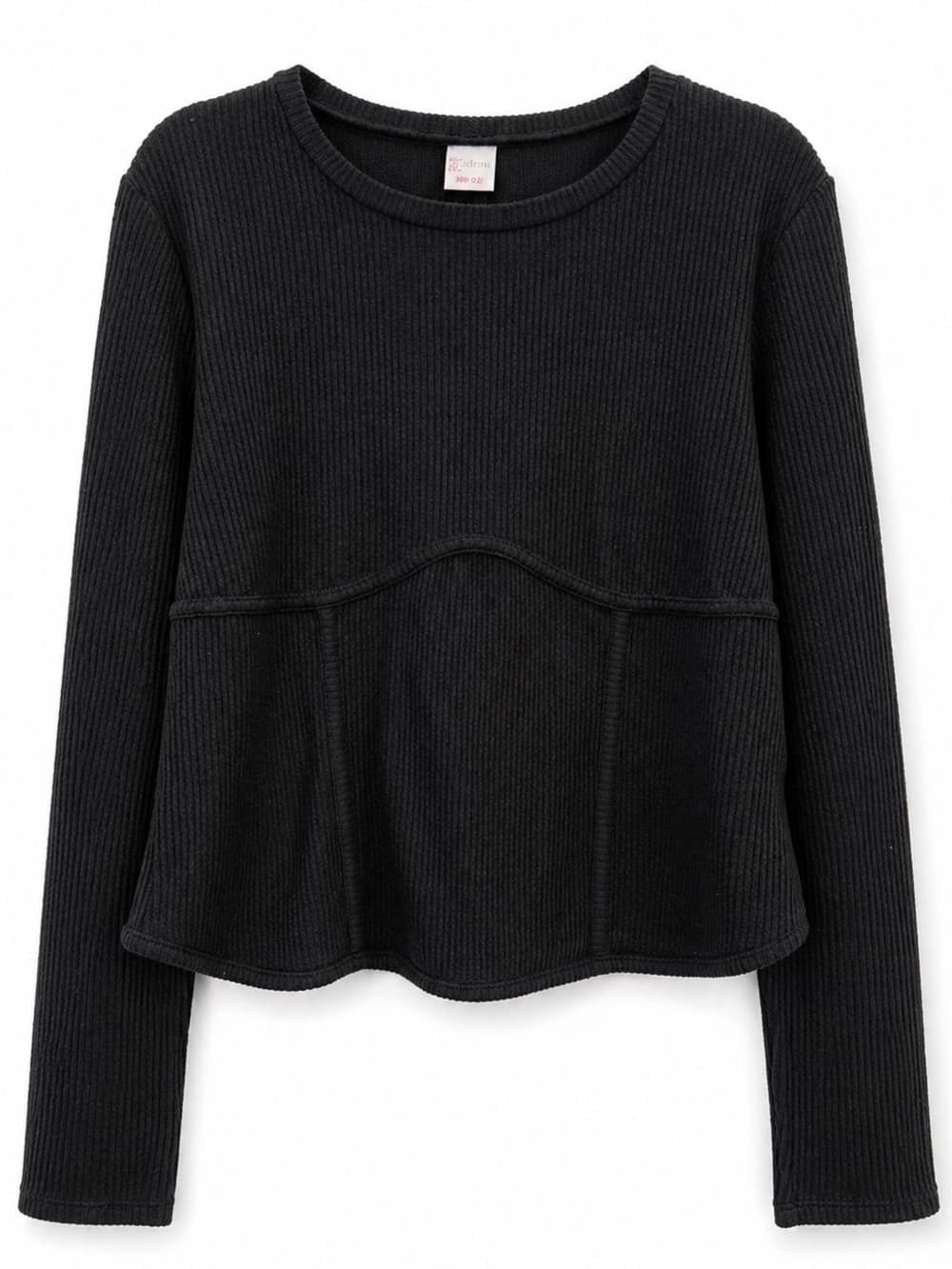 No Boundaries Women's Black Ribbed Babydoll Long Sleeve Top Plus Size XXXL - Thumbnail 7