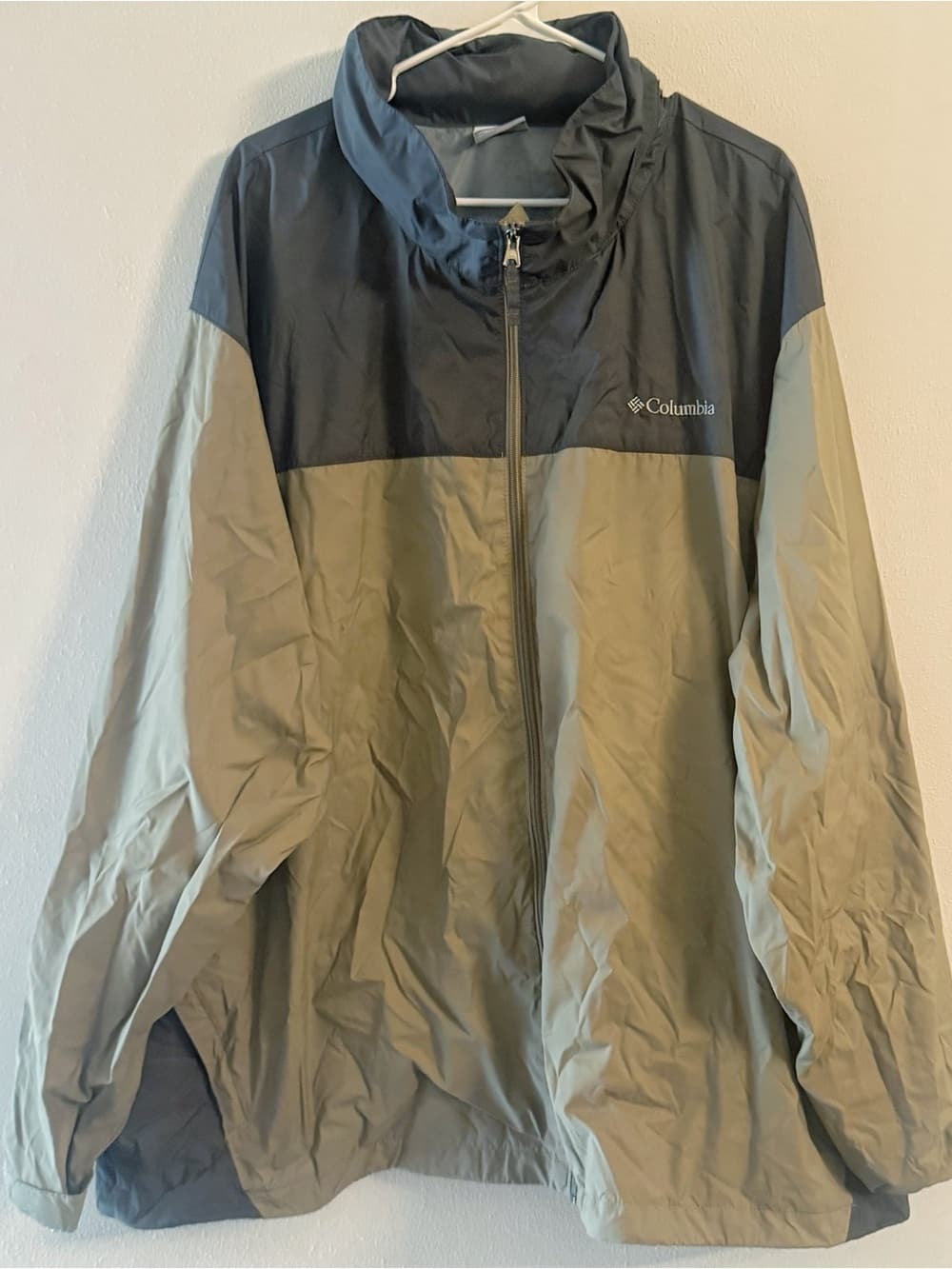 Columbia Men's Tan Gray Windbreaker Jacket Lightweight Full Zip 5X Big & Tall
