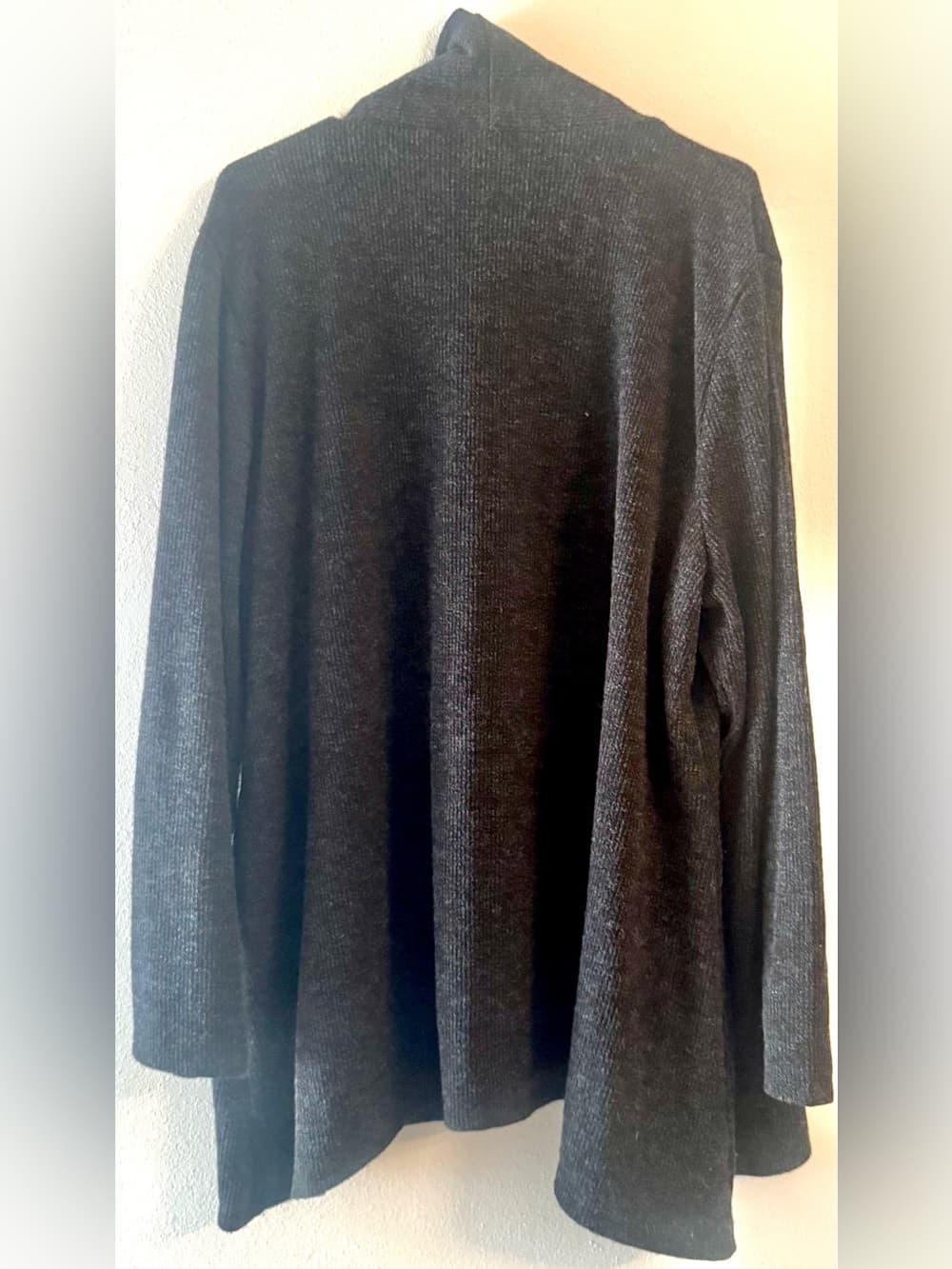 Cure. Women's Charcoal Gray Lace-Up Open Front Cardigan Grommet Plus Size 3X - Thumbnail 2