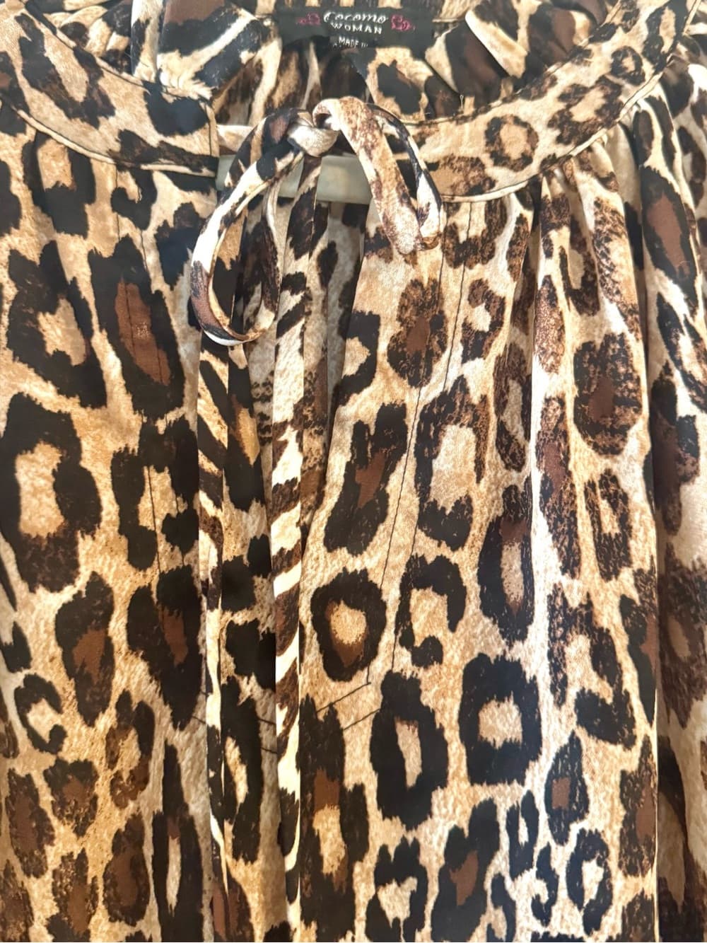 Cocomo Women's Leopard Print Tie Neck Flowy Blouse Plus Size 2X - Thumbnail 3
