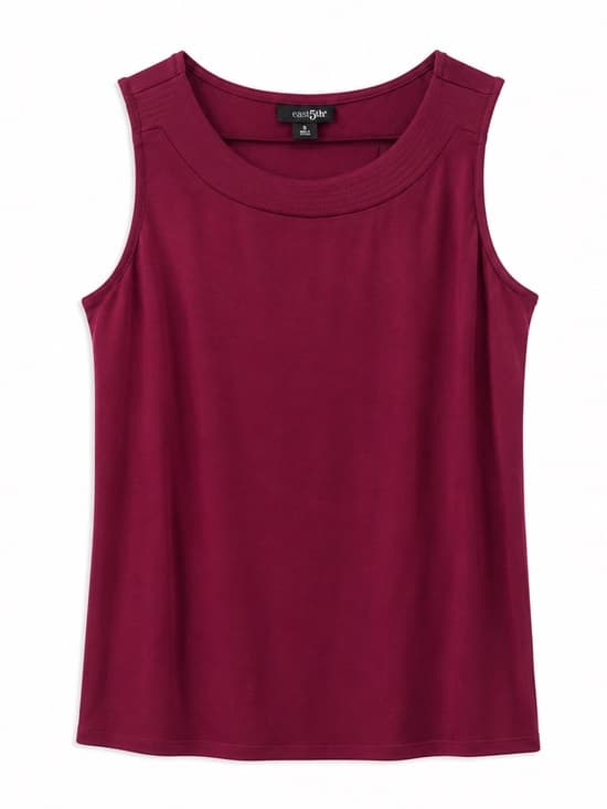 East 5th Burgundy Sleeveless Scoop Neck Tank Top S Stretch Minimalist Layering - Thumbnail 9