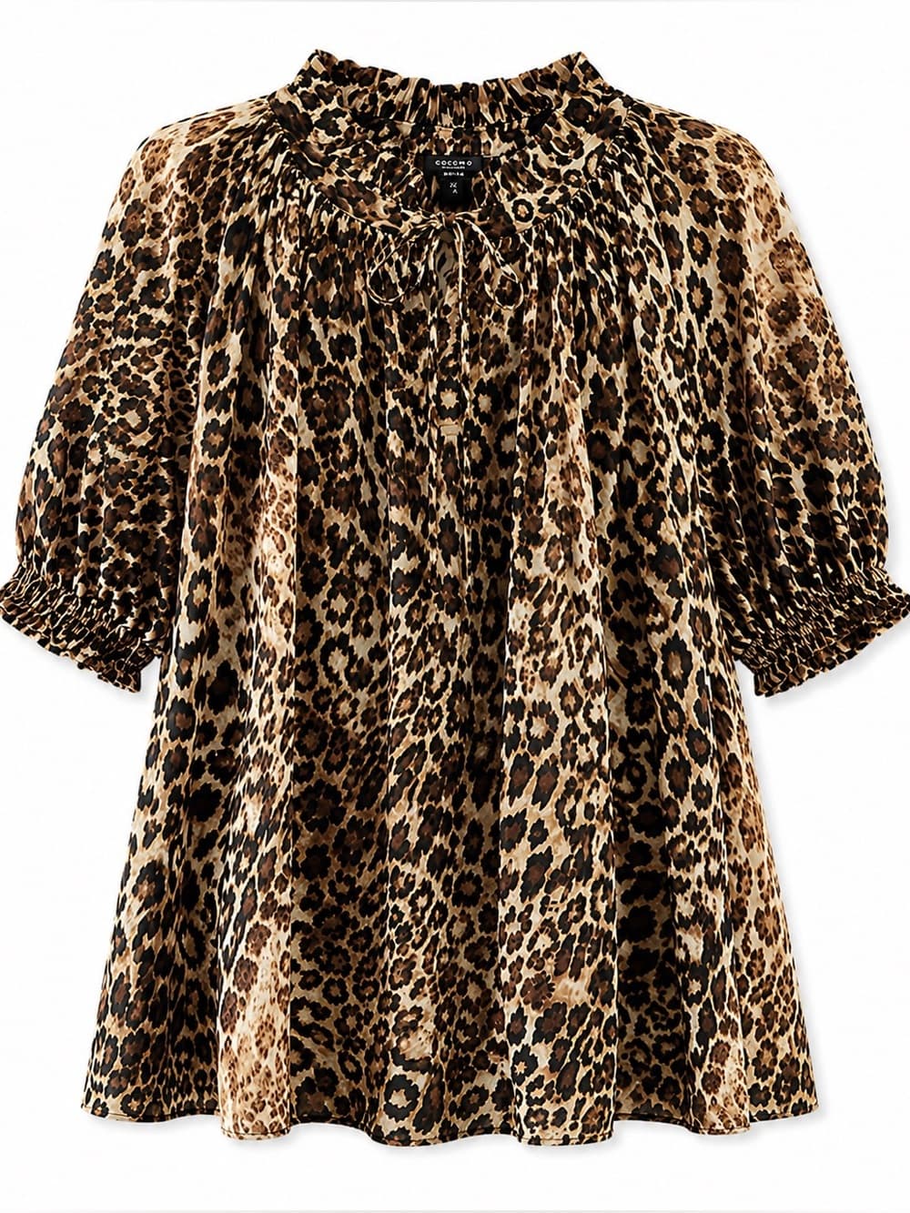 Cocomo Women's Leopard Print Tie Neck Flowy Blouse Plus Size 2X - Thumbnail 7