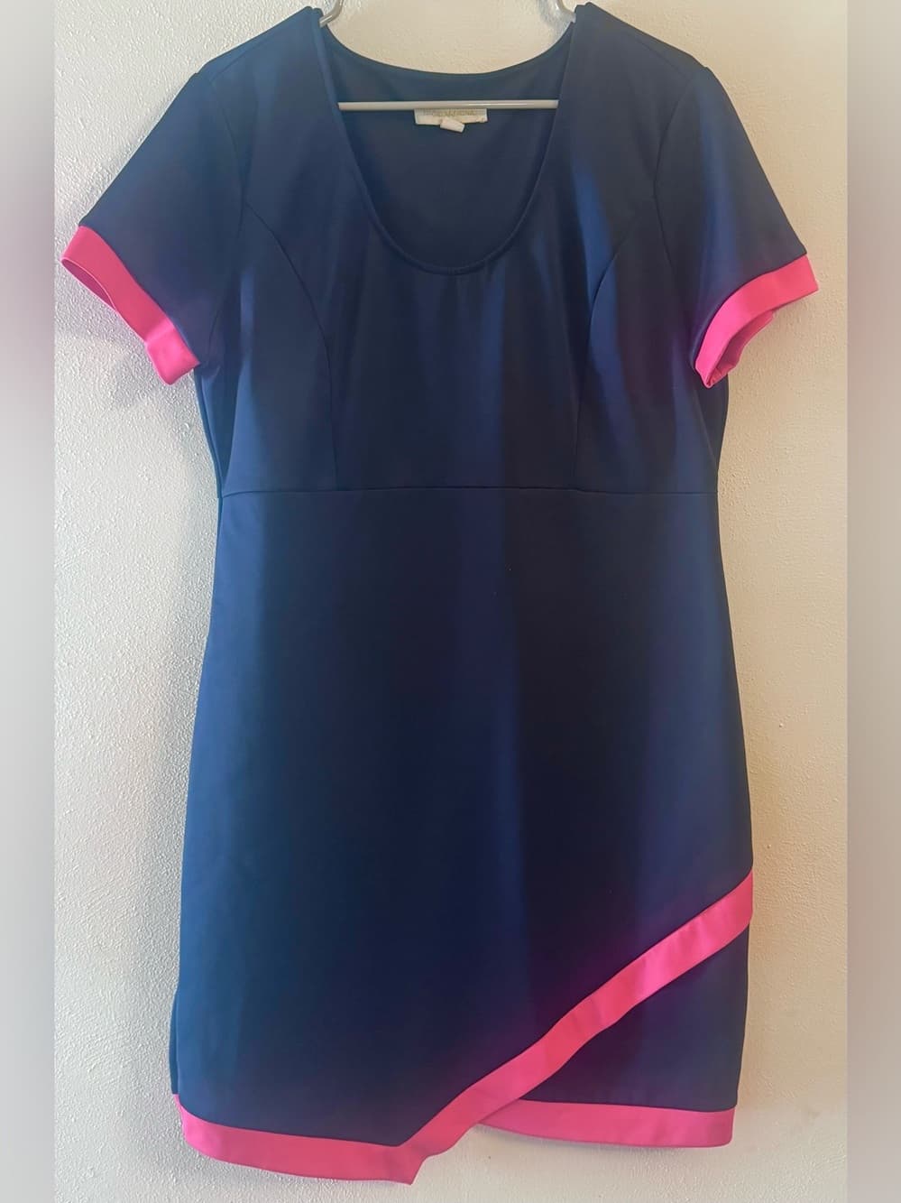 Nicki Minaj Women's Navy Blue Hot Pink Trim Short Sleeve Dress Plus Size XXL