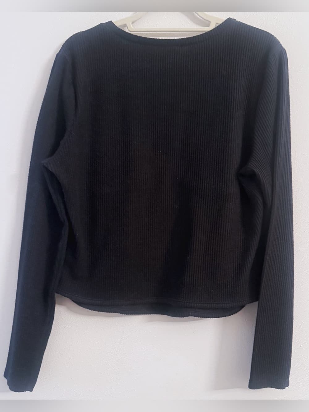 No Boundaries Women's Black Ribbed Babydoll Long Sleeve Top Plus Size XXXL - Thumbnail 2