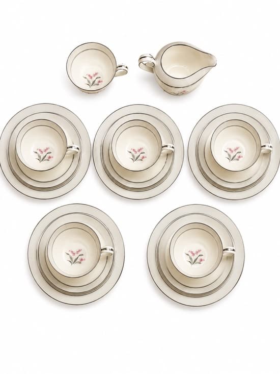 Noritake Japan Floral China Tea Set 17 Piece 5 Place Settings Creamer Sugar - Thumbnail 14