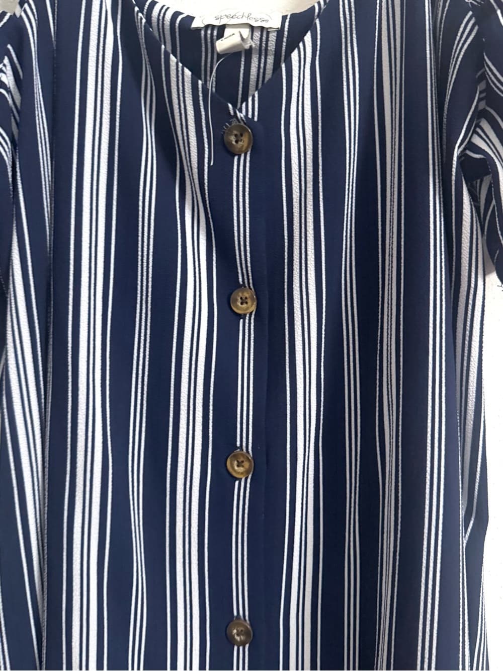Speechless Cold Shoulder Navy Blue White Striped Mini Dress XXL - Thumbnail 3