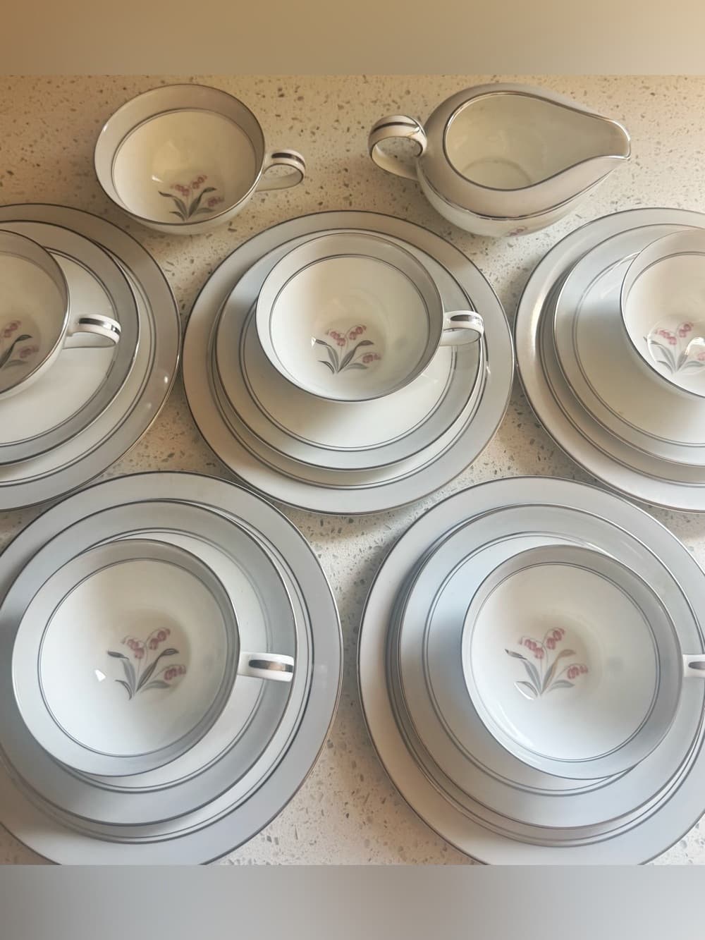 Noritake Japan Floral China Tea Set 17 Piece 5 Place Settings Creamer Sugar