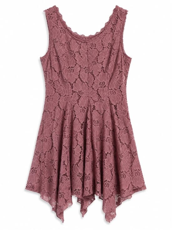 Altar'd State Women's Mauve Crochet Lace Handkerchief Hem Dress Size Small - Thumbnail 8
