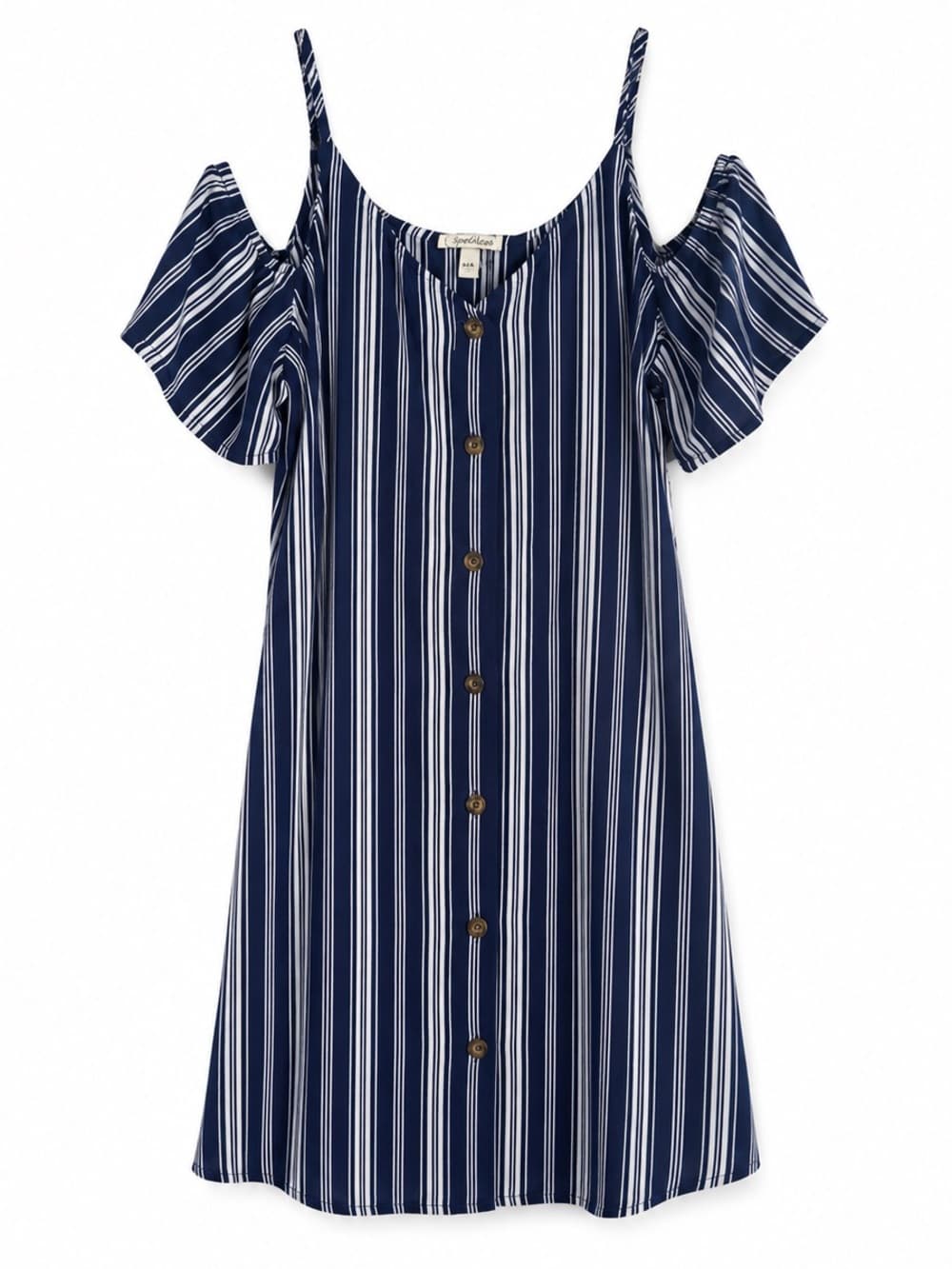 Speechless Cold Shoulder Navy Blue White Striped Mini Dress XXL - Thumbnail 8