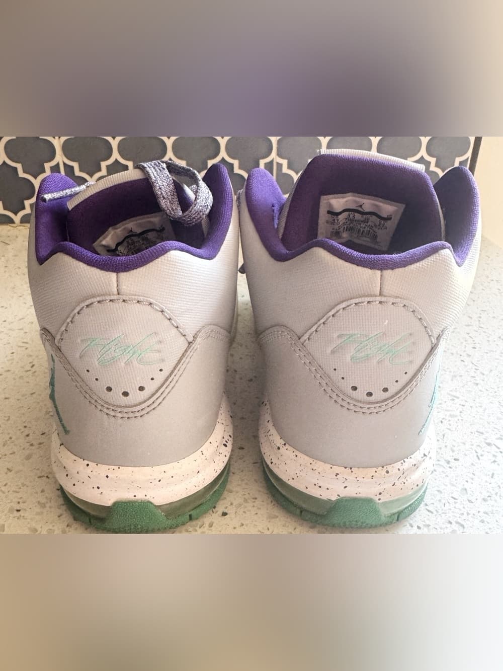 Nike Air Jordan Flight Origin 2 Sneakers White Purple Green Women's Size 5.5 - Thumbnail 3