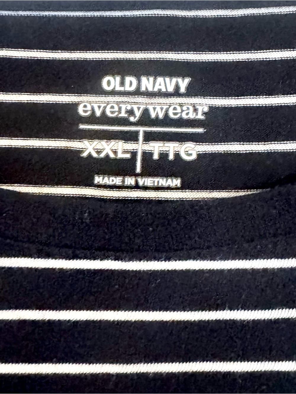 Old Navy Everywear Black White Striped Short Sleeve Tee XXL Cotton Casual - Thumbnail 4