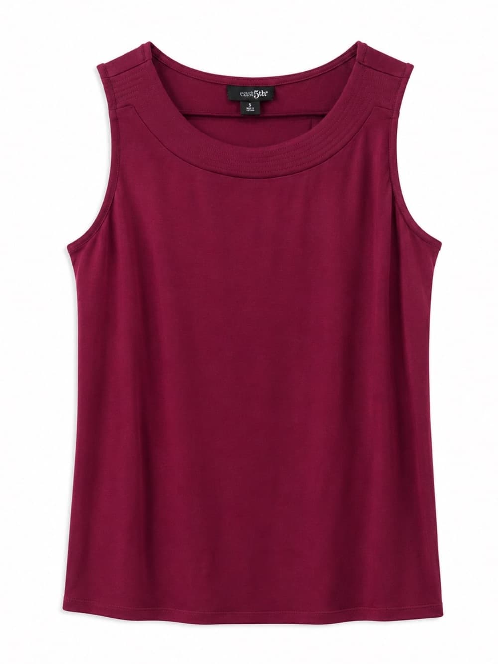 East 5th Burgundy Sleeveless Scoop Neck Tank Top S Stretch Minimalist Layering - Thumbnail 8