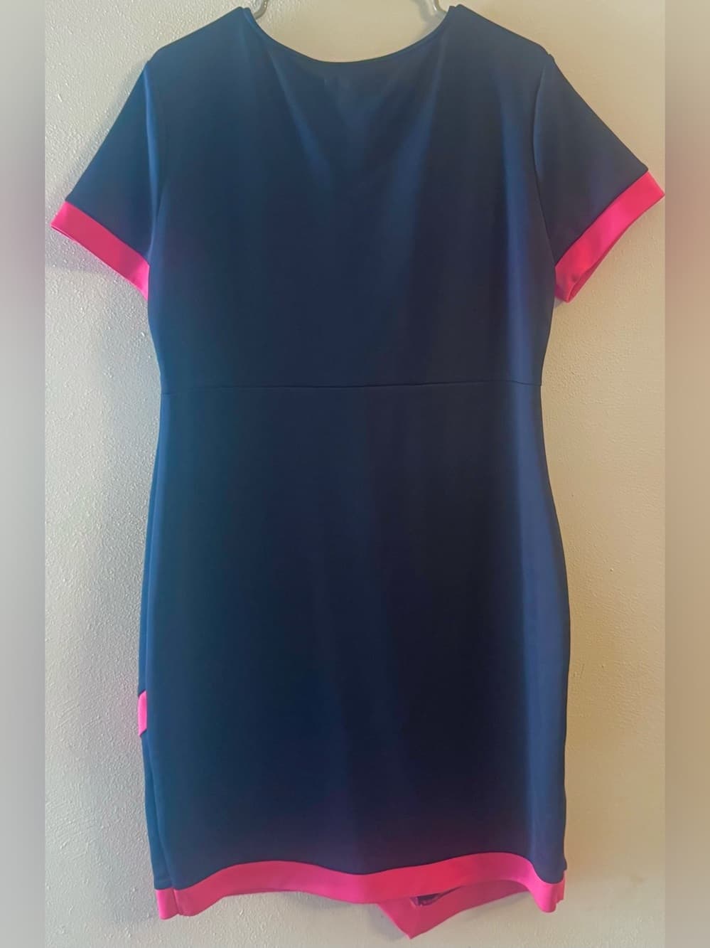 Nicki Minaj Women's Navy Blue Hot Pink Trim Short Sleeve Dress Plus Size XXL - Thumbnail 2