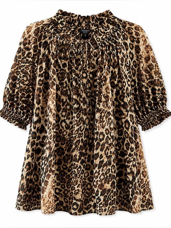 Cocomo Women's Leopard Print Tie Neck Flowy Blouse Plus Size 2X - Thumbnail 8