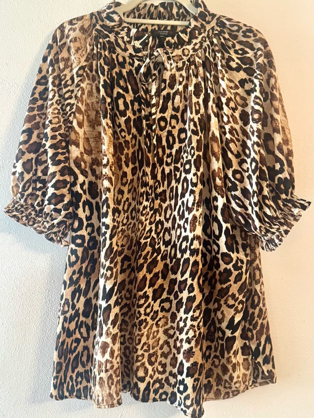 Cocomo Women's Leopard Print Tie Neck Flowy Blouse Plus Size 2X