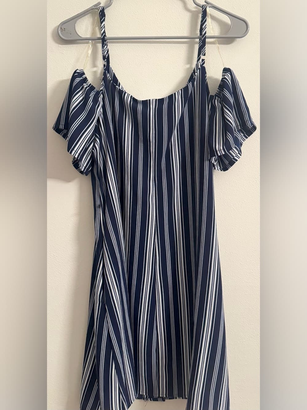 Speechless Cold Shoulder Navy Blue White Striped Mini Dress XXL - Thumbnail 2