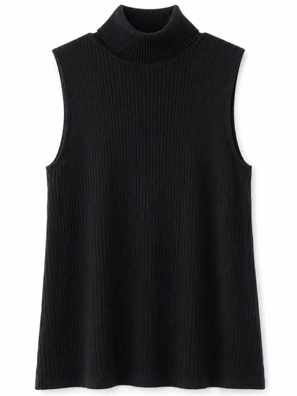 Chico’s Black Ribbed Sleeveless Mock Neck Knit Top XXL - Thumbnail 6
