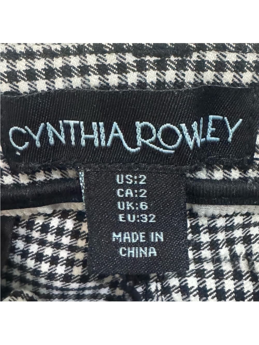 Cynthia Rowley Women's Black White Houndstooth Slim Ankle Pants Size 2 - Thumbnail 4